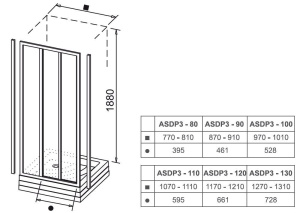 Душевая дверь Supernova ASDP3-100 сатин+Грапе