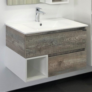 COMFORTY Тумба-умывальник "Турин-75" дуб бежевый с раковиной COMFORTY 75E